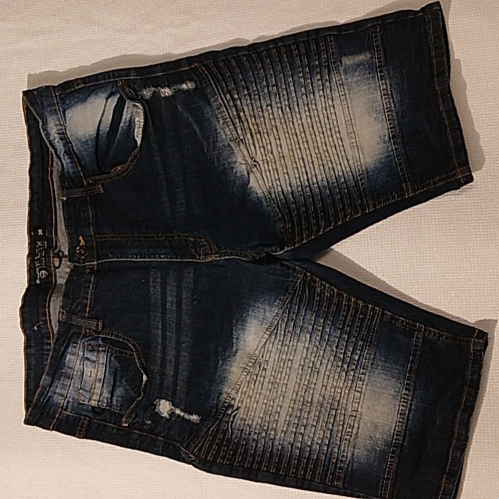 Vintage‎ Y2K Southpole Denim Moto Jean Shorts SZ 38 Whisker
